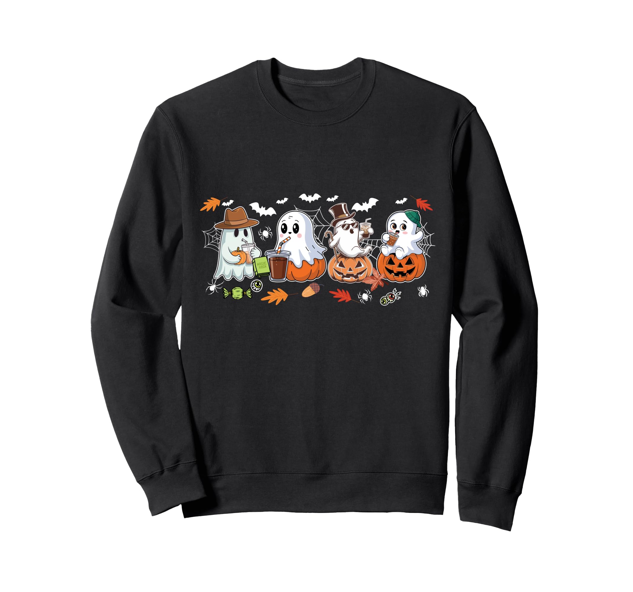 Ghost Drinking Coffee Halloween Sweatshirt - Aesthetic Graphic for Adults - T-Shirt, Sweatshirt, Hoodie
