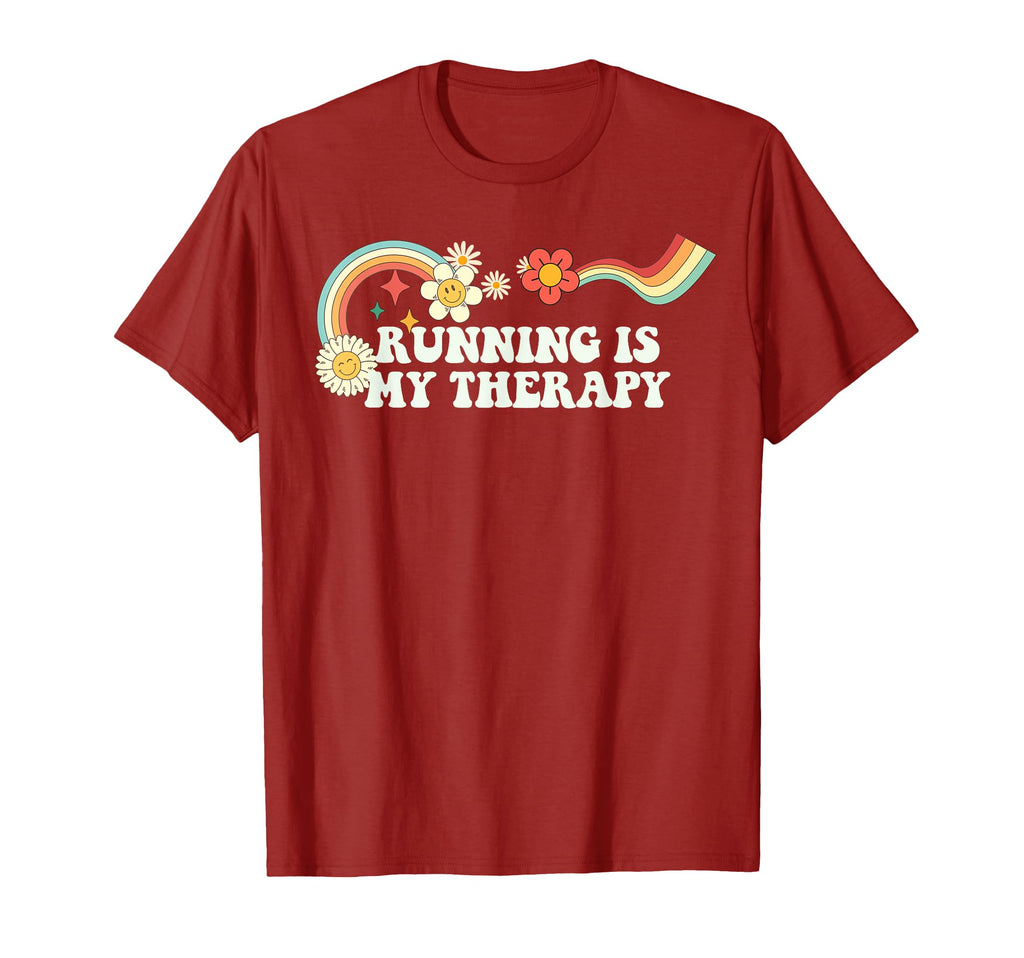 Groovy Running Is My Therapy Art T-Shirt - Trendy Graphic for Adults - T-Shirt, Sweatshirt, Hoodie