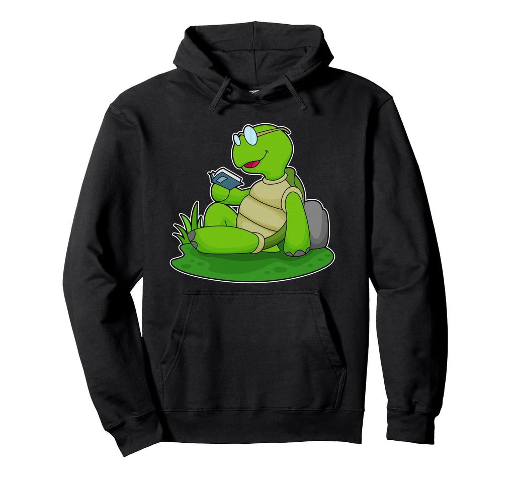 Turtle Nerd Book Glasses Hoodie - Graphic Print Men Women - T-Shirt, Sweatshirt, Hoodie