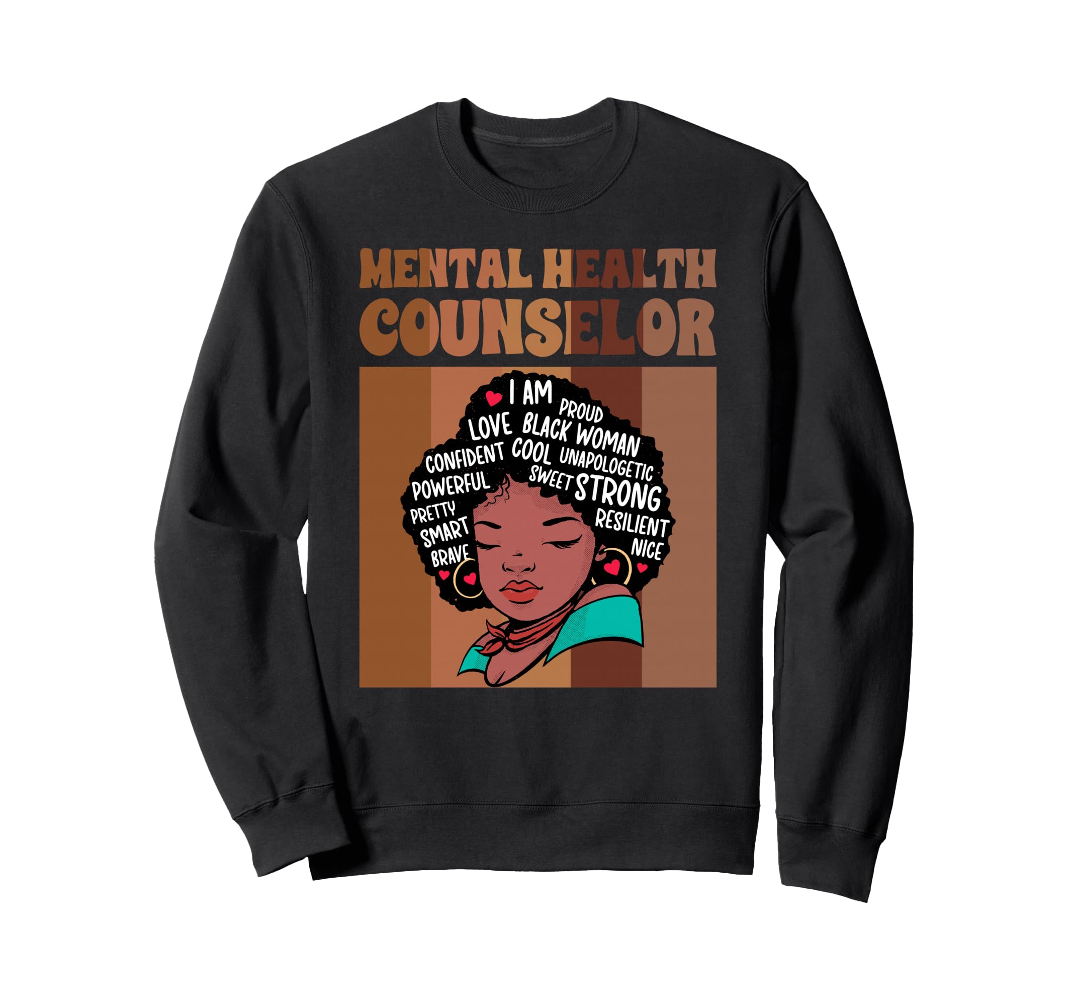 Black Mental Health Counselor Sweatshirt - Custom Art Print Men Women - T-Shirt, Sweatshirt, Hoodie