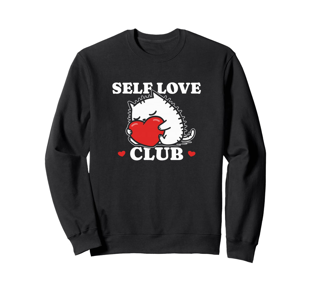 Self Love Club Cat Valentine Sweatshirt - Minimalist Print for Adults - T-Shirt, Sweatshirt, Hoodie
