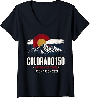 Women's America 250 Colorado 150 Years American Flag 4th of July V-Neck T-Shirt Unisex T-shirt, Sweatshirt, Hoodie, Long Sleeve Tee - T-Shirt, Sweatshirt, Hoodie