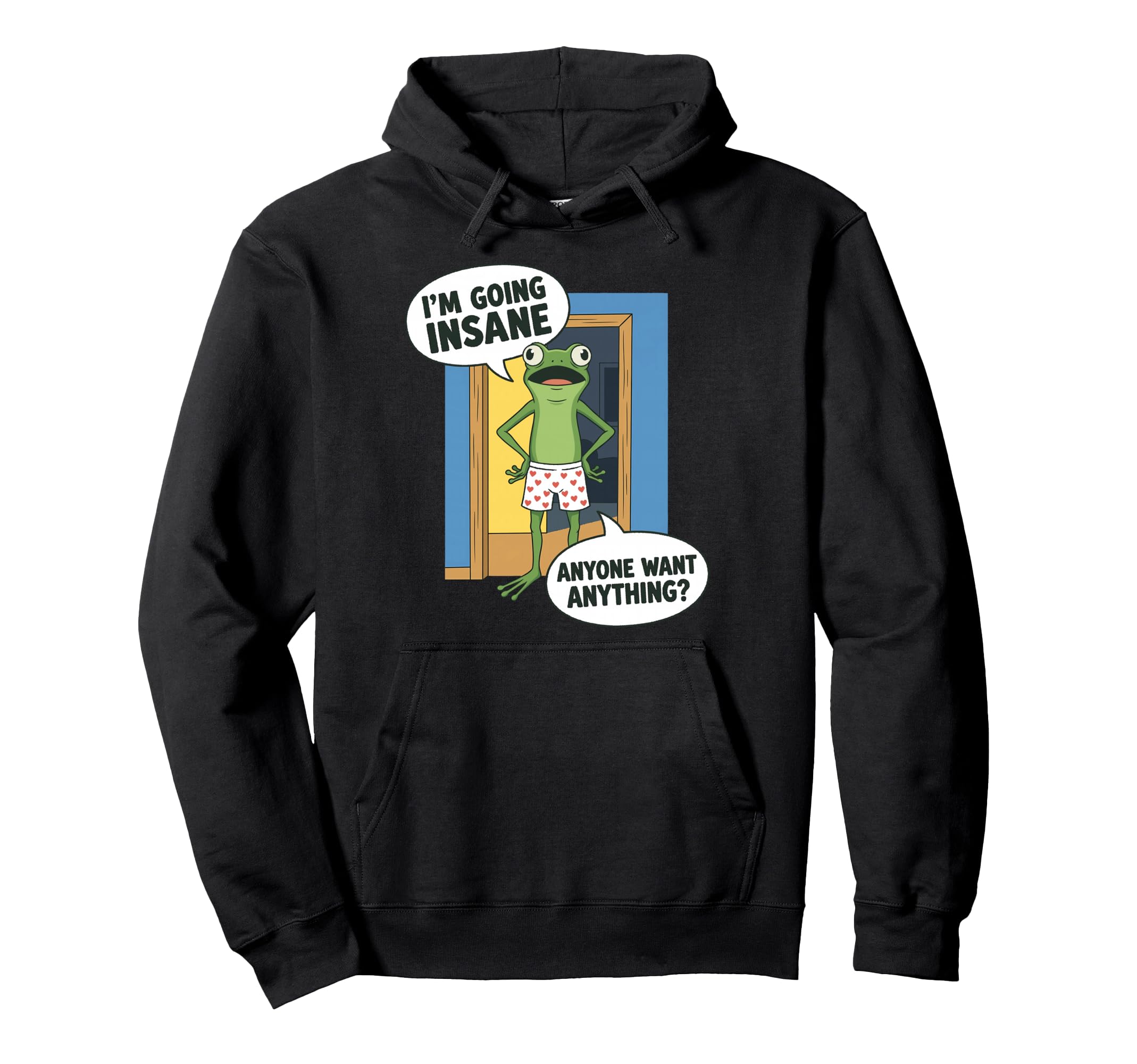 Funny Frog Going Insane Meme Sarcastic Hoodie - Aesthetic Graphic Unisex - T-Shirt, Sweatshirt, Hoodie