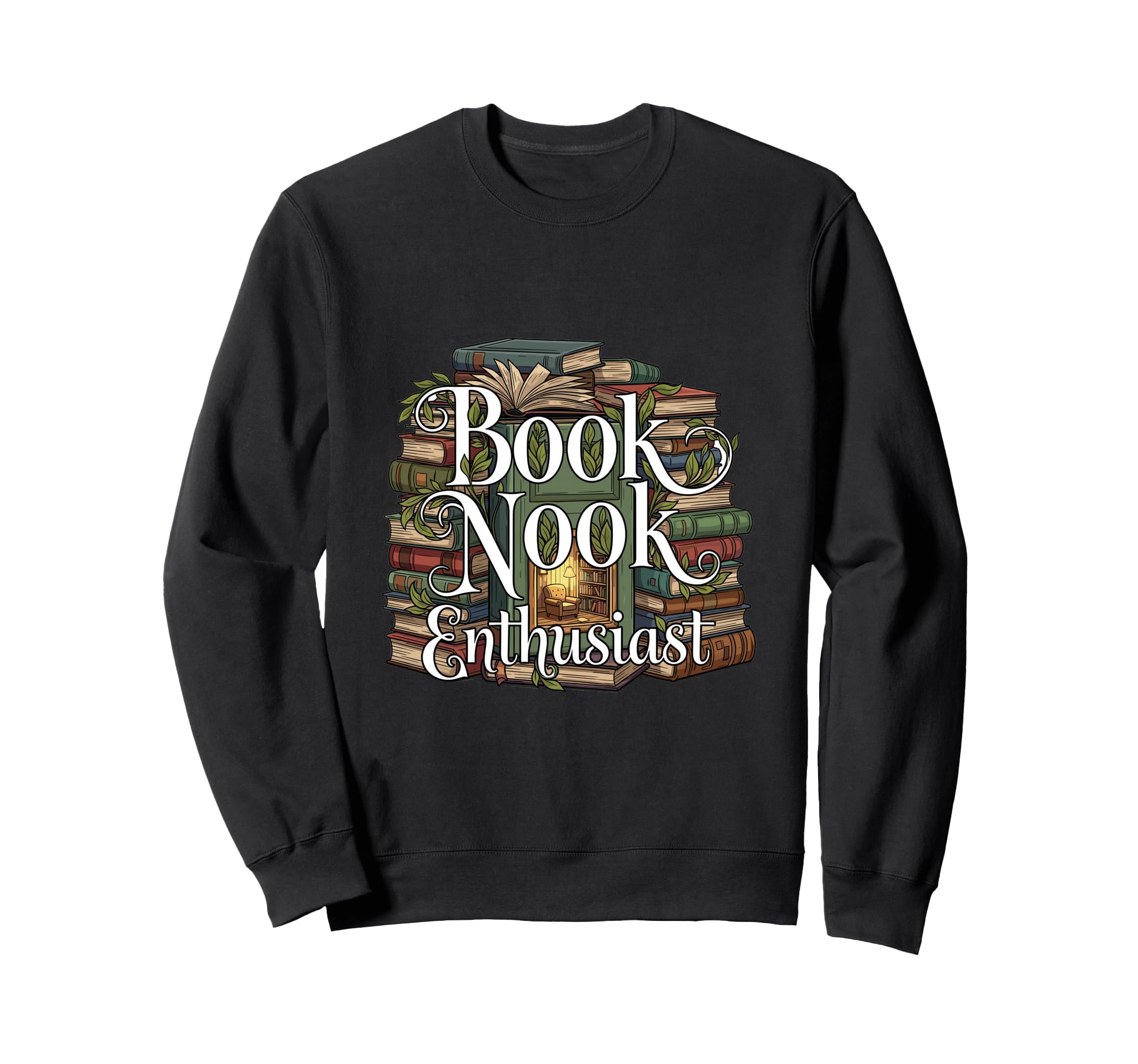 Book Nook Enthusiast Cozy Sweatshirt - Aesthetic Graphic for Adults - T-Shirt, Sweatshirt, Hoodie