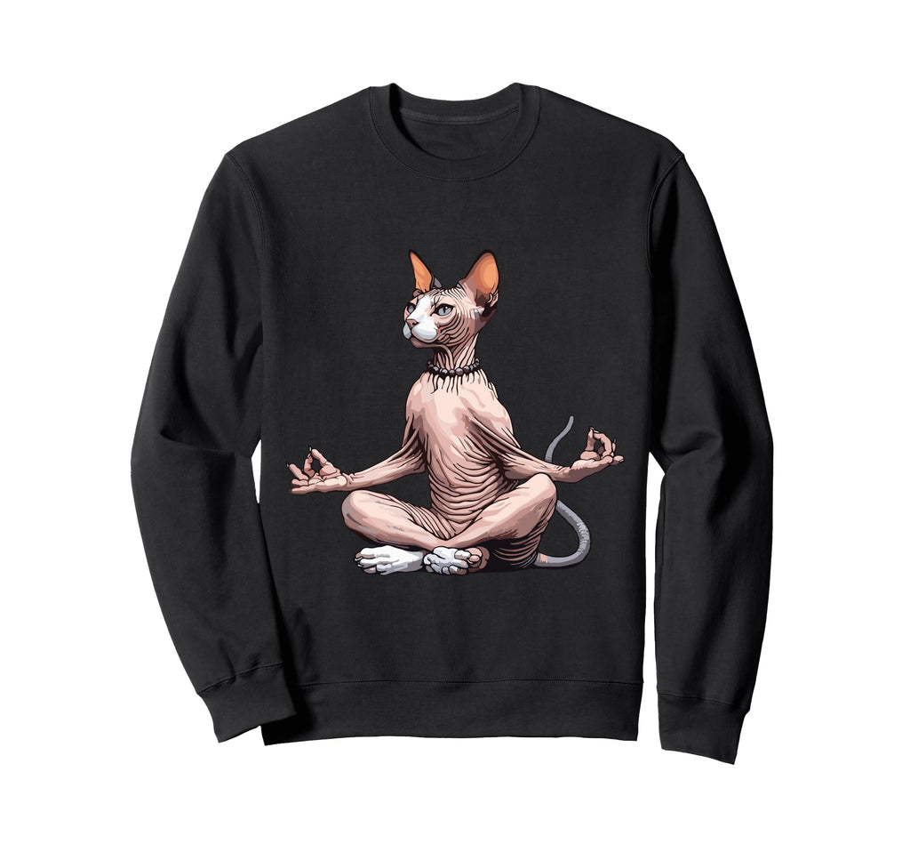 Meditation Sphynx Yoga Pose Relaxing Sweatshirt - Unique Graphic Men Women - T-Shirt, Sweatshirt, Hoodie