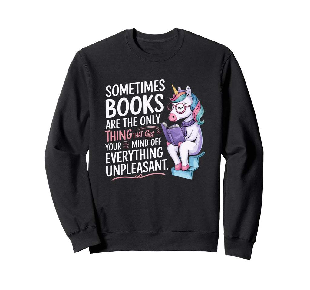 Funny Bookworm Unicorn Reading Book Sweatshirt - Graphic Print for Adults - T-Shirt, Sweatshirt, Hoodie