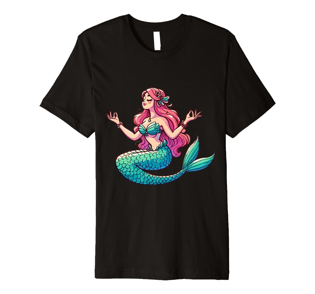 Meditation Mermaid Yoga Pose Relaxing T-Shirt - Unique Graphic Men Women - T-Shirt, Sweatshirt, Hoodie