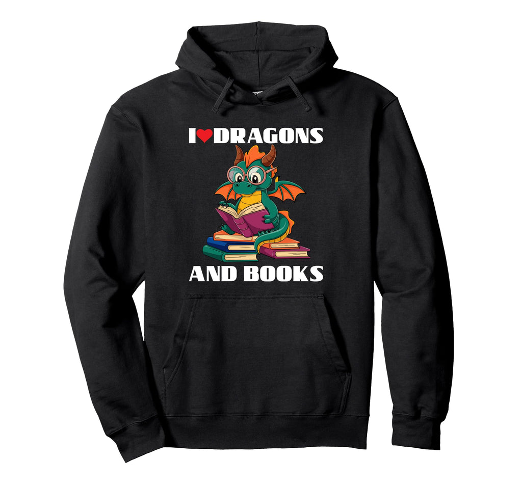 Dragon Reading I Love Dragons And Hoodie - Aesthetic Graphic Men Women - T-Shirt, Sweatshirt, Hoodie