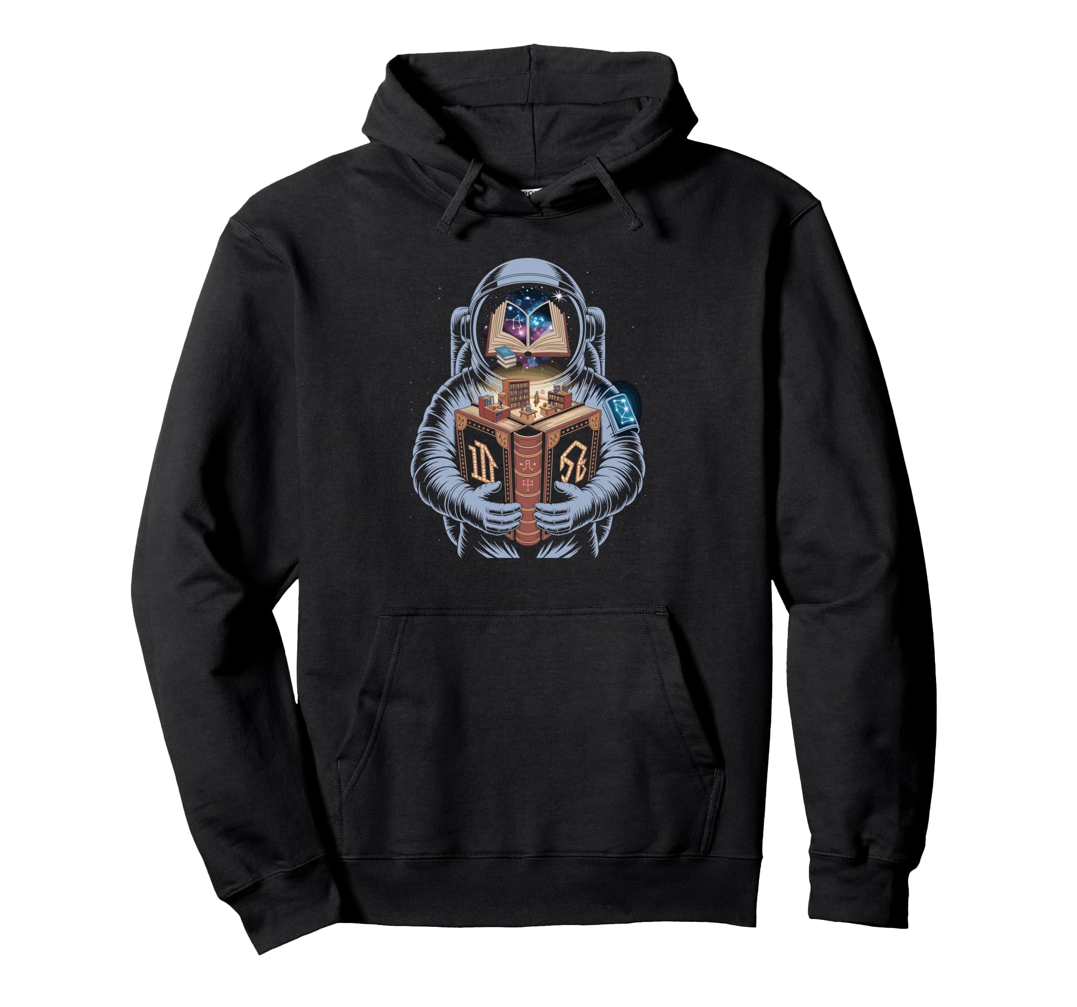 Space Bibliophile Discovering Hoodie - Fun Novelty Design for Adults - T-Shirt, Sweatshirt, Hoodie