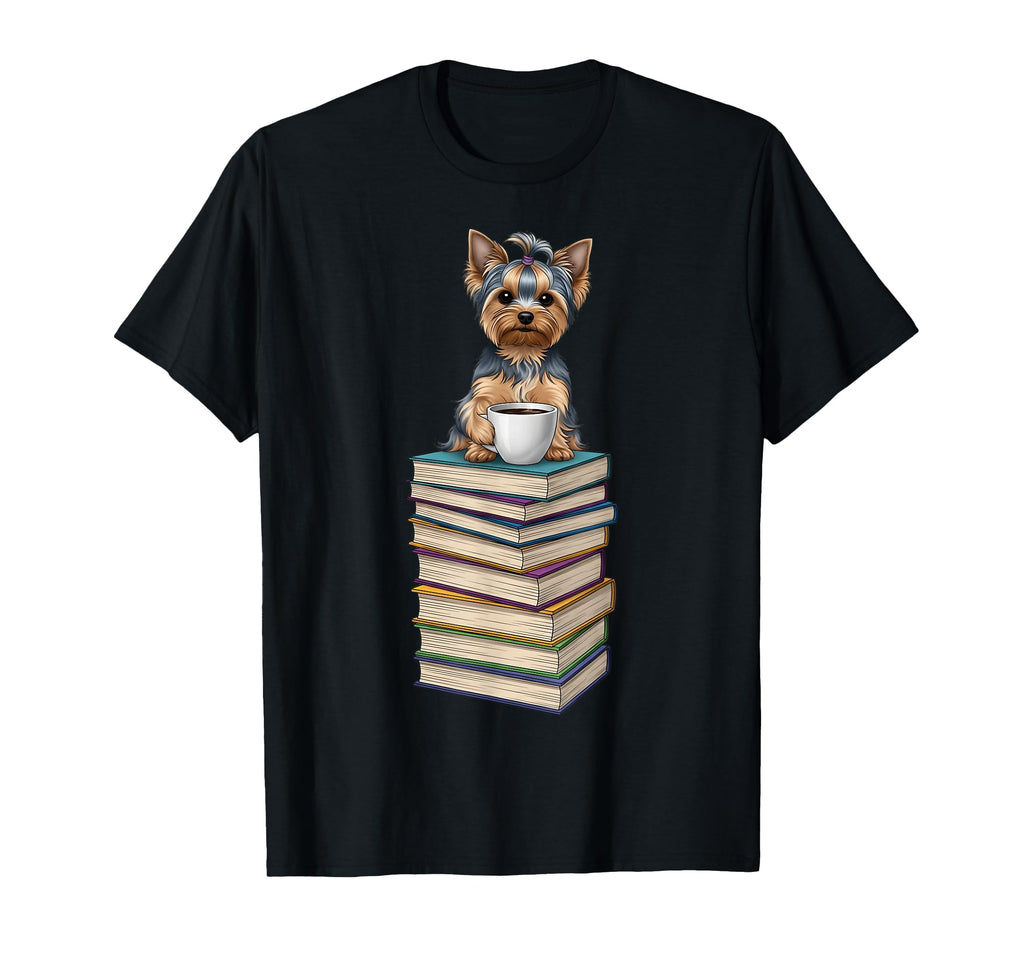 Yorkshire Terrier Reading Books T-Shirt - Custom Art Print for Adults - T-Shirt, Sweatshirt, Hoodie