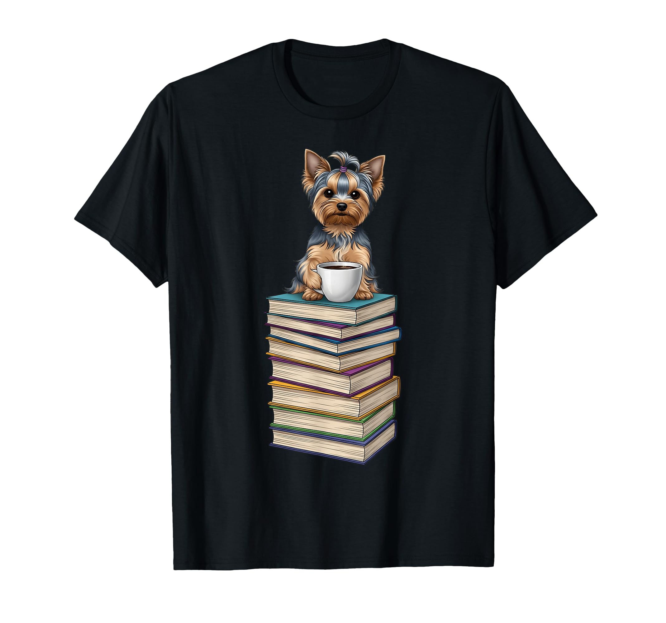 Yorkshire Terrier Reading Books T-Shirt - Custom Art Print for Adults - T-Shirt, Sweatshirt, Hoodie