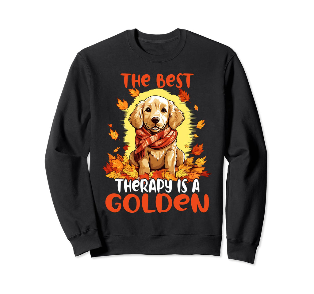 Best Therapy Is Golden Retriever Dog Sweatshirt - Graphic Print Men Women - T-Shirt, Sweatshirt, Hoodie