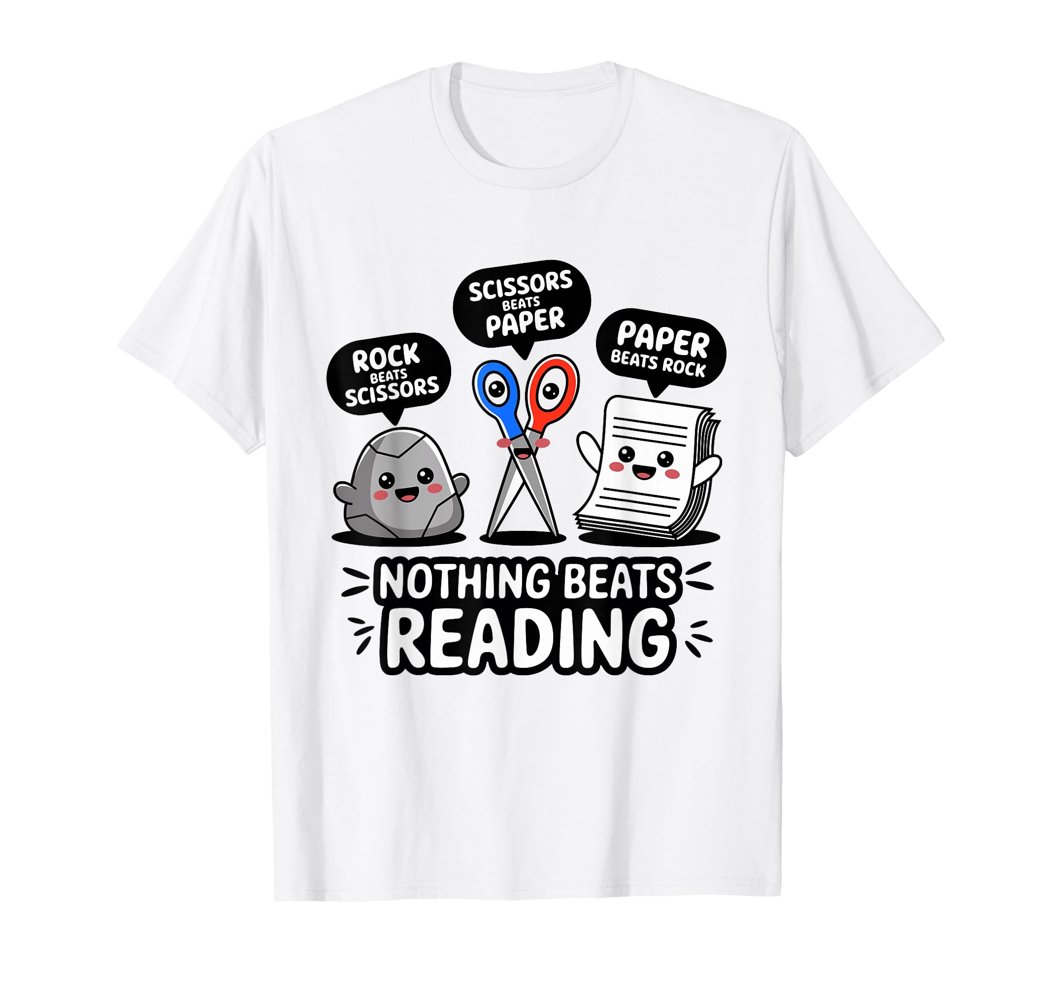 Nothing Beats Reading Rock Paper T-Shirt - Custom Art Print Unisex - T-Shirt, Sweatshirt, Hoodie