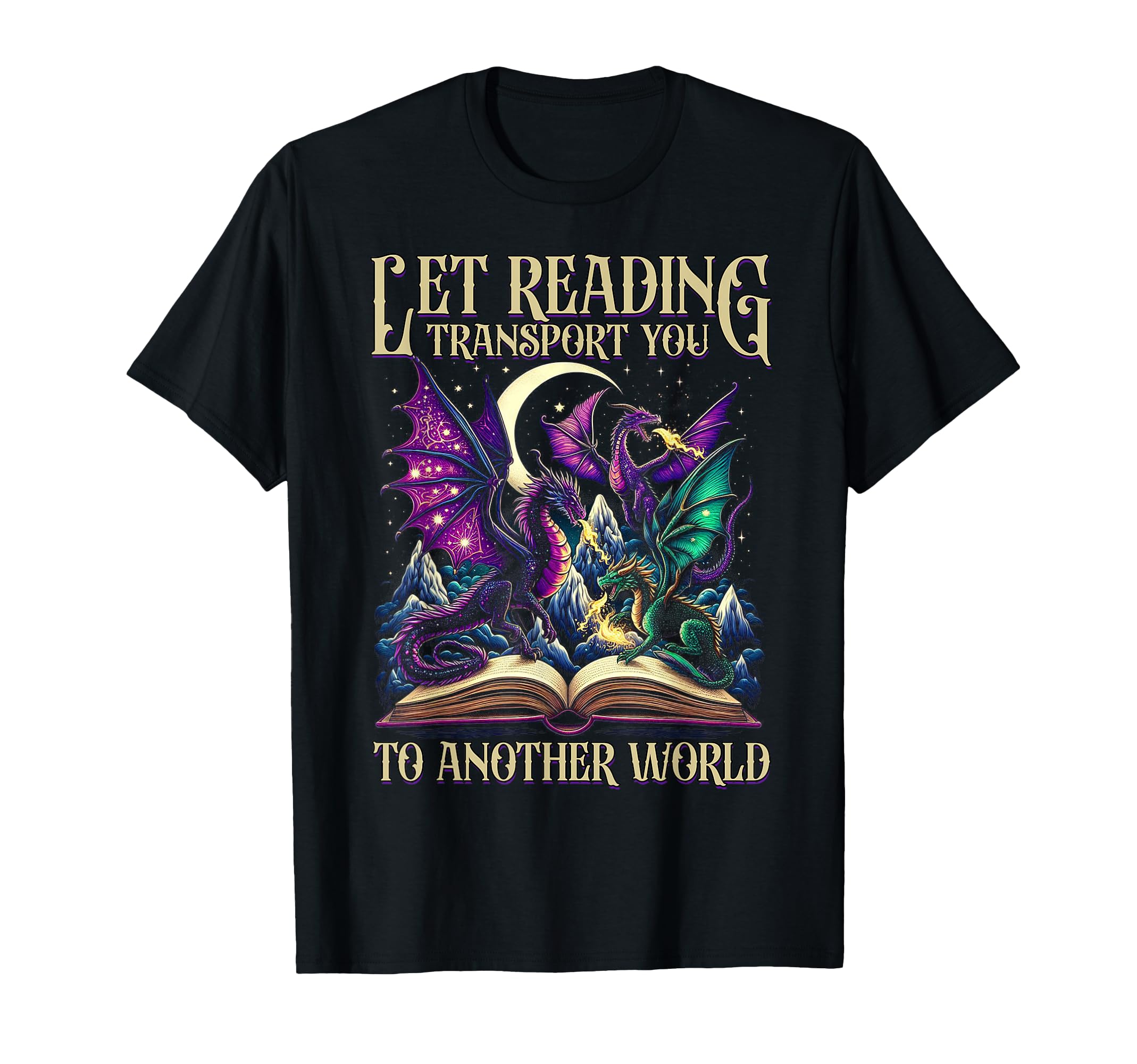Book Lover Dragon Reading T-Shirt - Fun Novelty Design for Adults - T-Shirt, Sweatshirt, Hoodie
