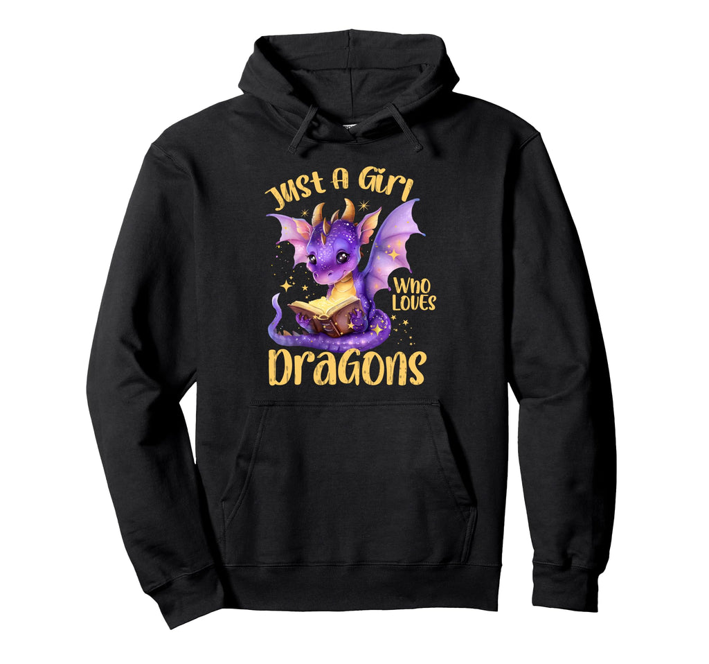 Just Who Loves Dragons Books Hoodie - Aesthetic Graphic for Adults - T-Shirt, Sweatshirt, Hoodie