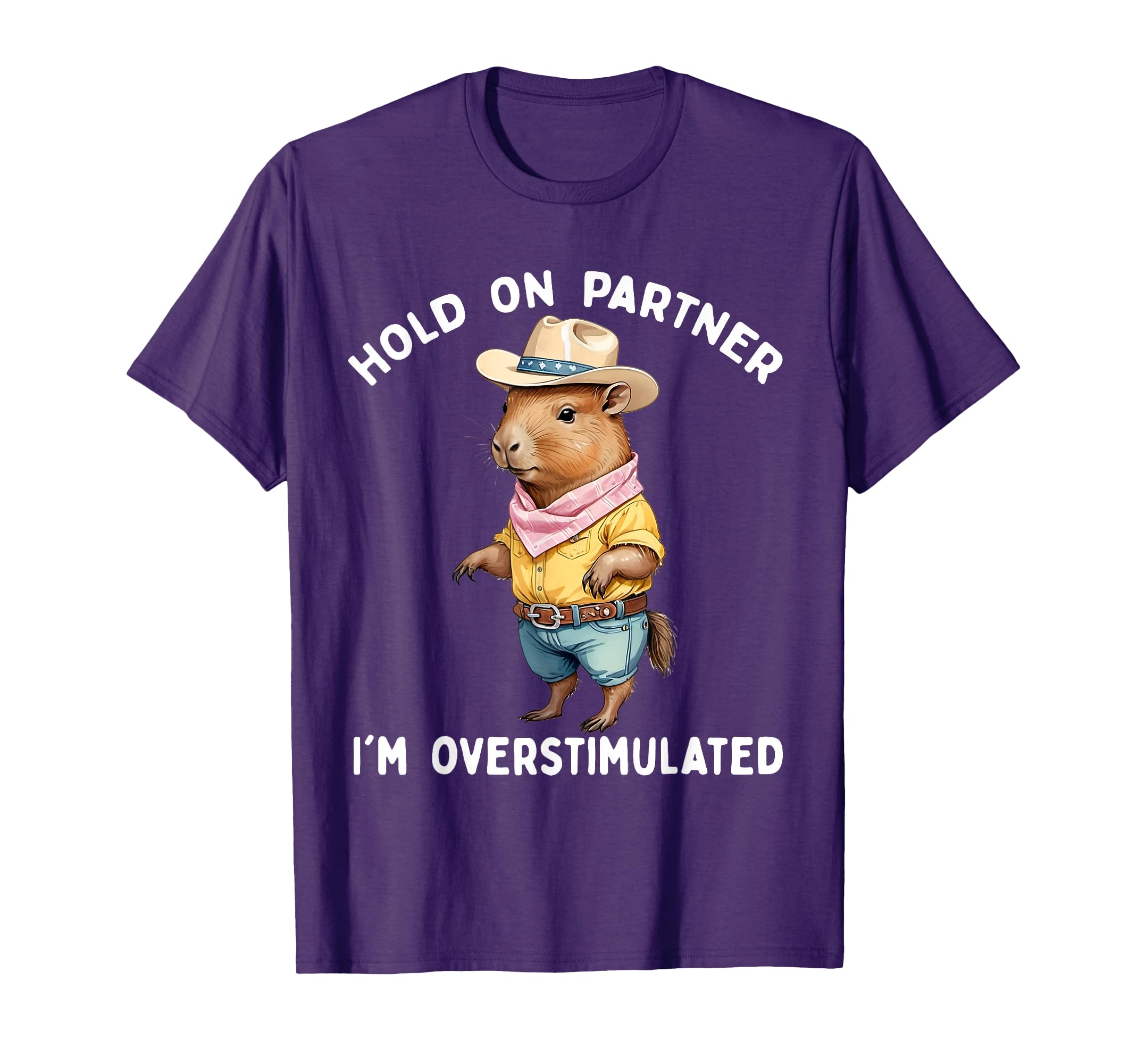Hold Partner Im Overstimulated Capybara T-Shirt - Graphic Print Unisex - T-Shirt, Sweatshirt, Hoodie