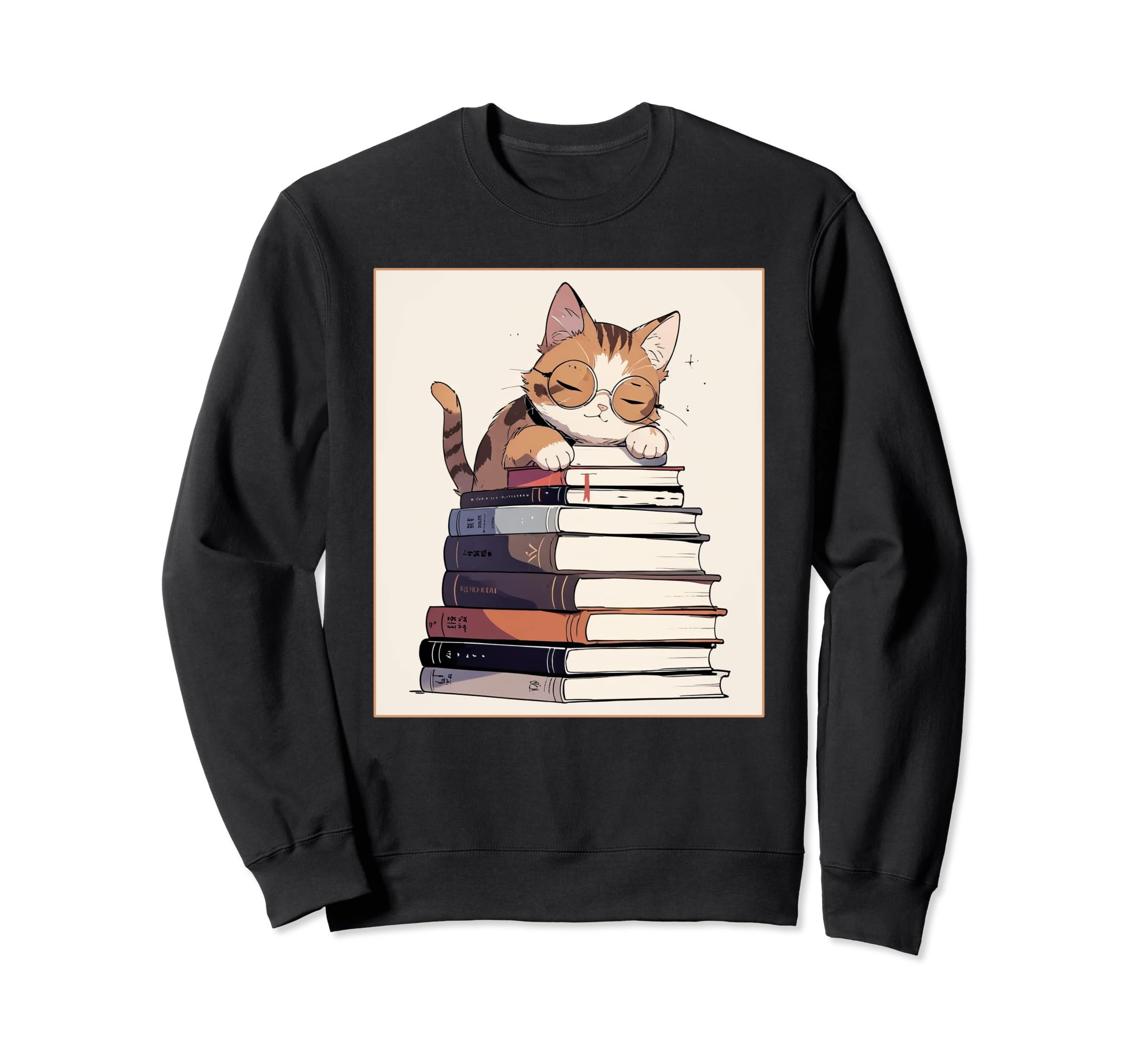 Nerd Cat Books Book And Cat Sweatshirt - Casual Everyday Wear Men Women - T-Shirt, Sweatshirt, Hoodie