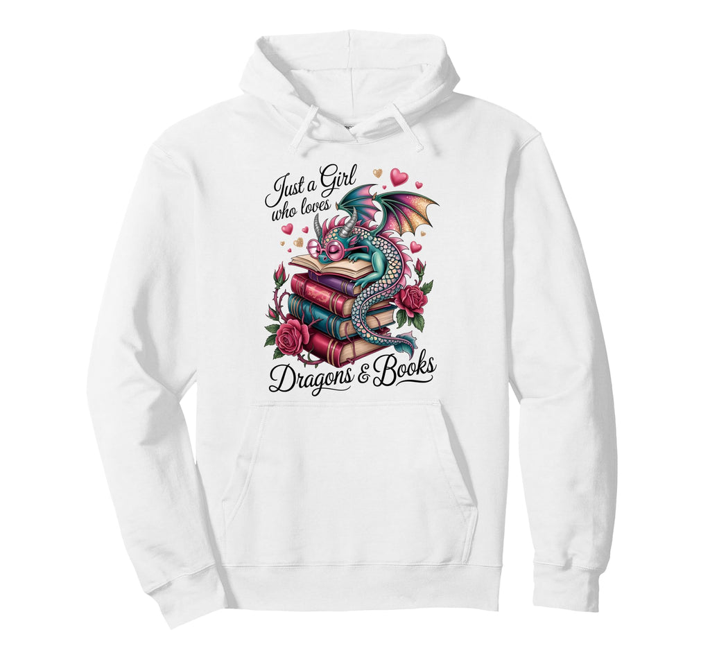 Just Who Loves Dragons And Books Hoodie - Custom Art Print for Adults - T-Shirt, Sweatshirt, Hoodie