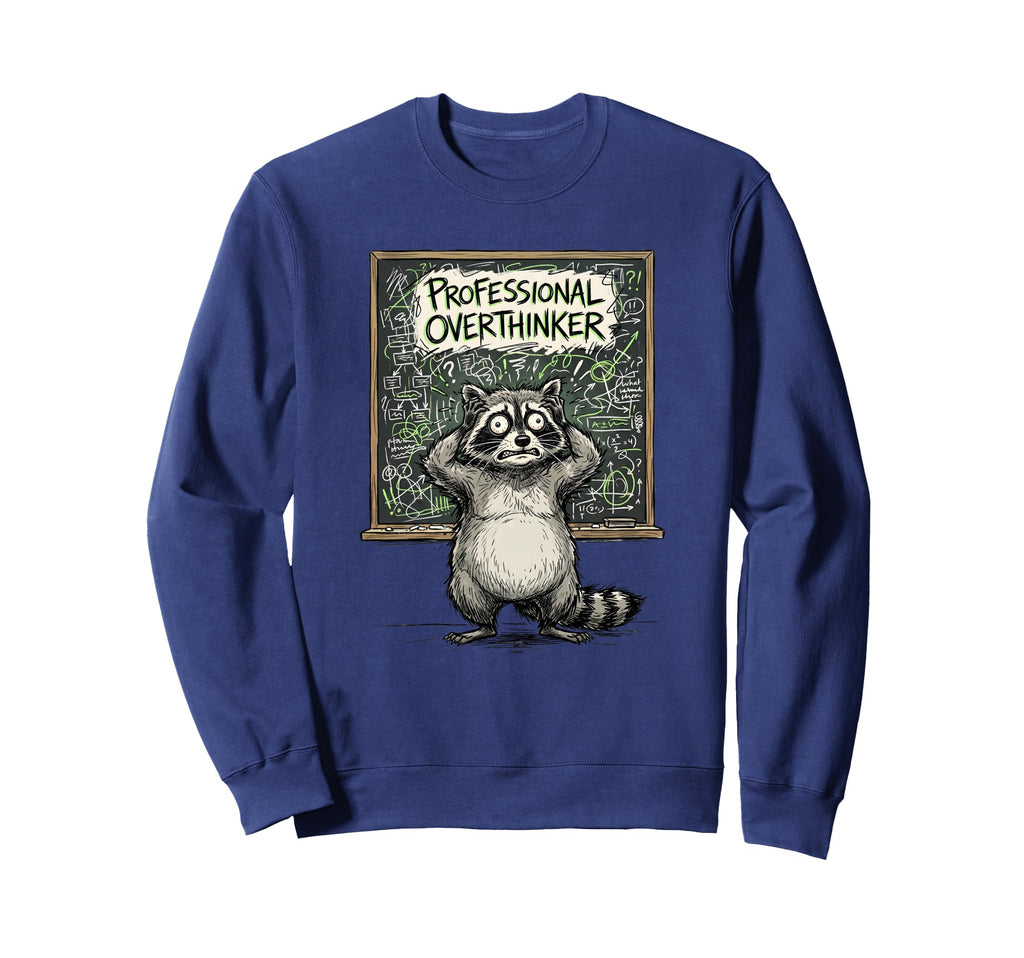 Professional Overthinker Funny Raccoon Sweatshirt - Trendy Graphic Unisex - T-Shirt, Sweatshirt, Hoodie