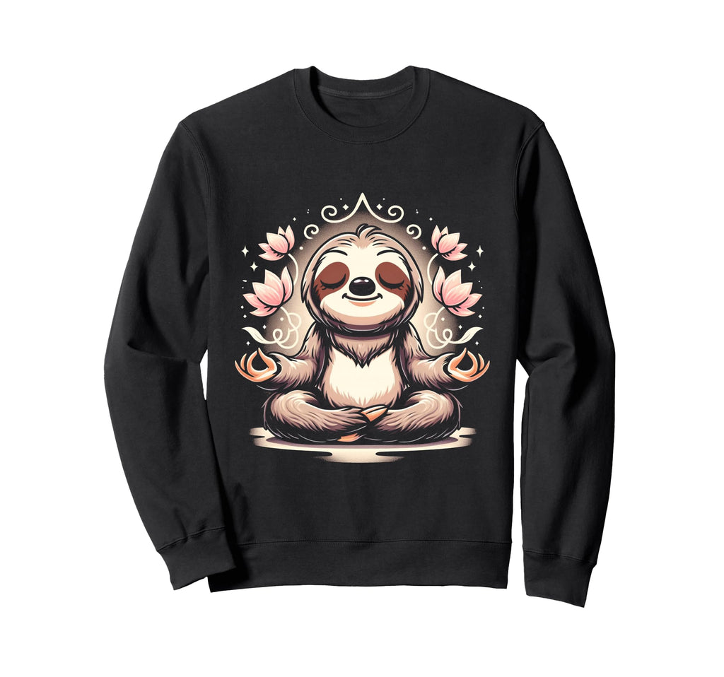 Zen Sloth Meditation Spiritual Sweatshirt - Minimalist Print for Adults - T-Shirt, Sweatshirt, Hoodie