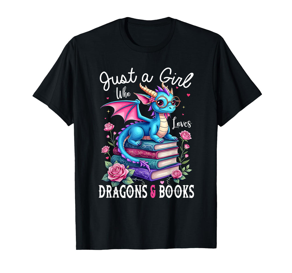 Just Who Loves Dragons And Books Dragon T-Shirt - Custom Art Print Unisex - T-Shirt, Sweatshirt, Hoodie