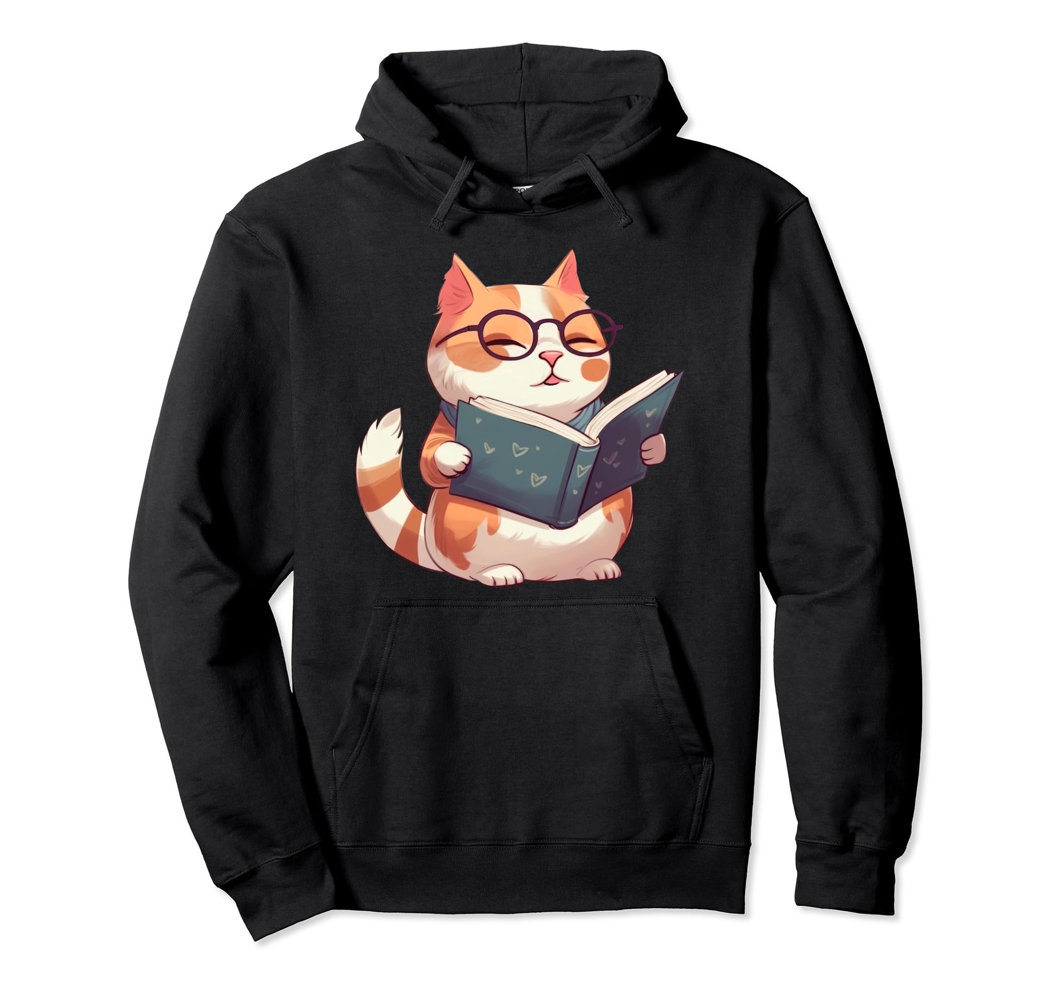 Reading Cat Literature Enthusiasts Hoodie - Unique Graphic Men Women - T-Shirt, Sweatshirt, Hoodie