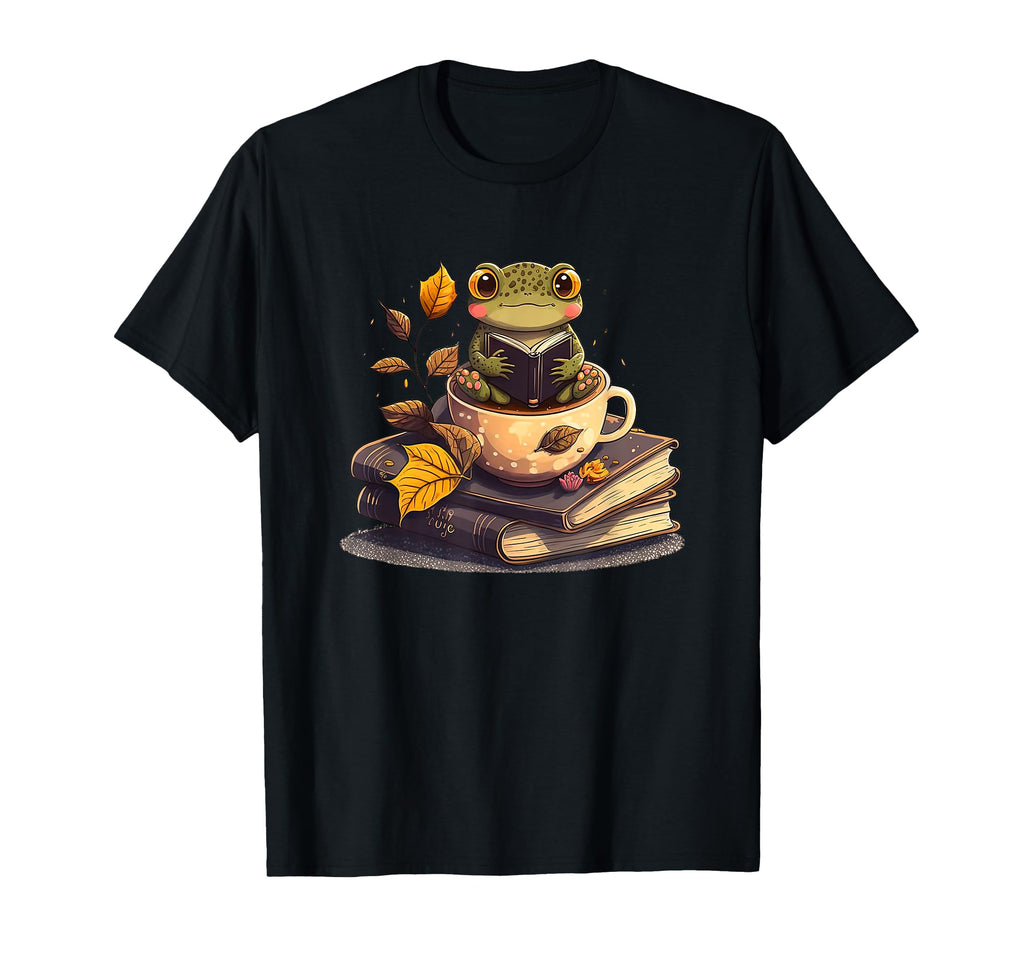 Coffee Loving Frog Reading Books T-Shirt - Casual Everyday Wear for Adults - T-Shirt, Sweatshirt, Hoodie