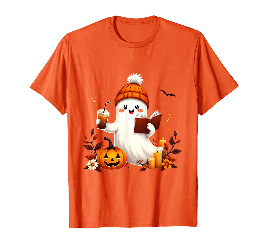Ghost Drinking Coffee Book Reading T-Shirt - Streetwear Style Unisex - T-Shirt, Sweatshirt, Hoodie