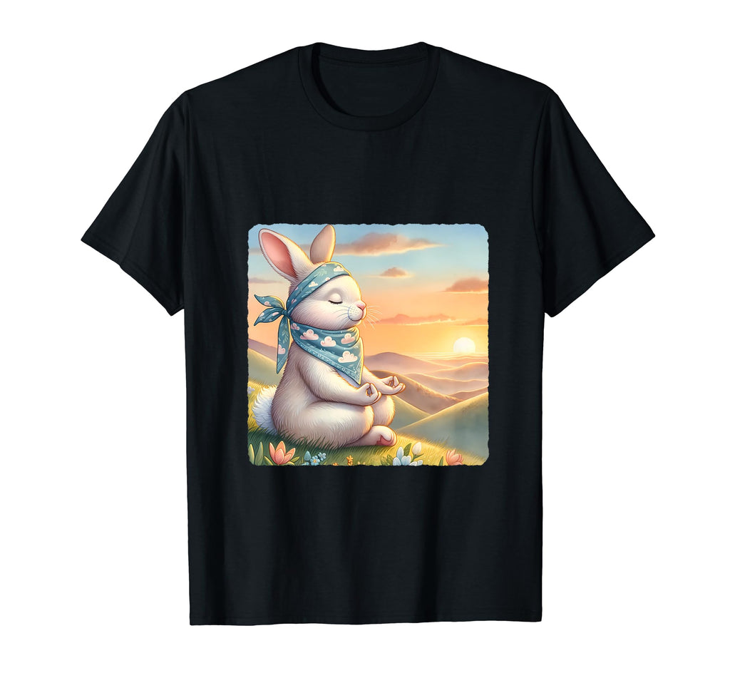 Rabbit Practicing Meditation Atop T-Shirt - Casual Everyday Wear Unisex - T-Shirt, Sweatshirt, Hoodie