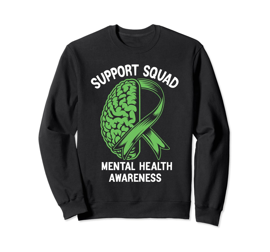 Mental Health Squad Brain Green Sweatshirt - Trendy Graphic Men Women - T-Shirt, Sweatshirt, Hoodie
