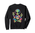 Psychedelic Alien Peace Sign Sweatshirt - Unique Graphic for Adults - T-Shirt, Sweatshirt, Hoodie