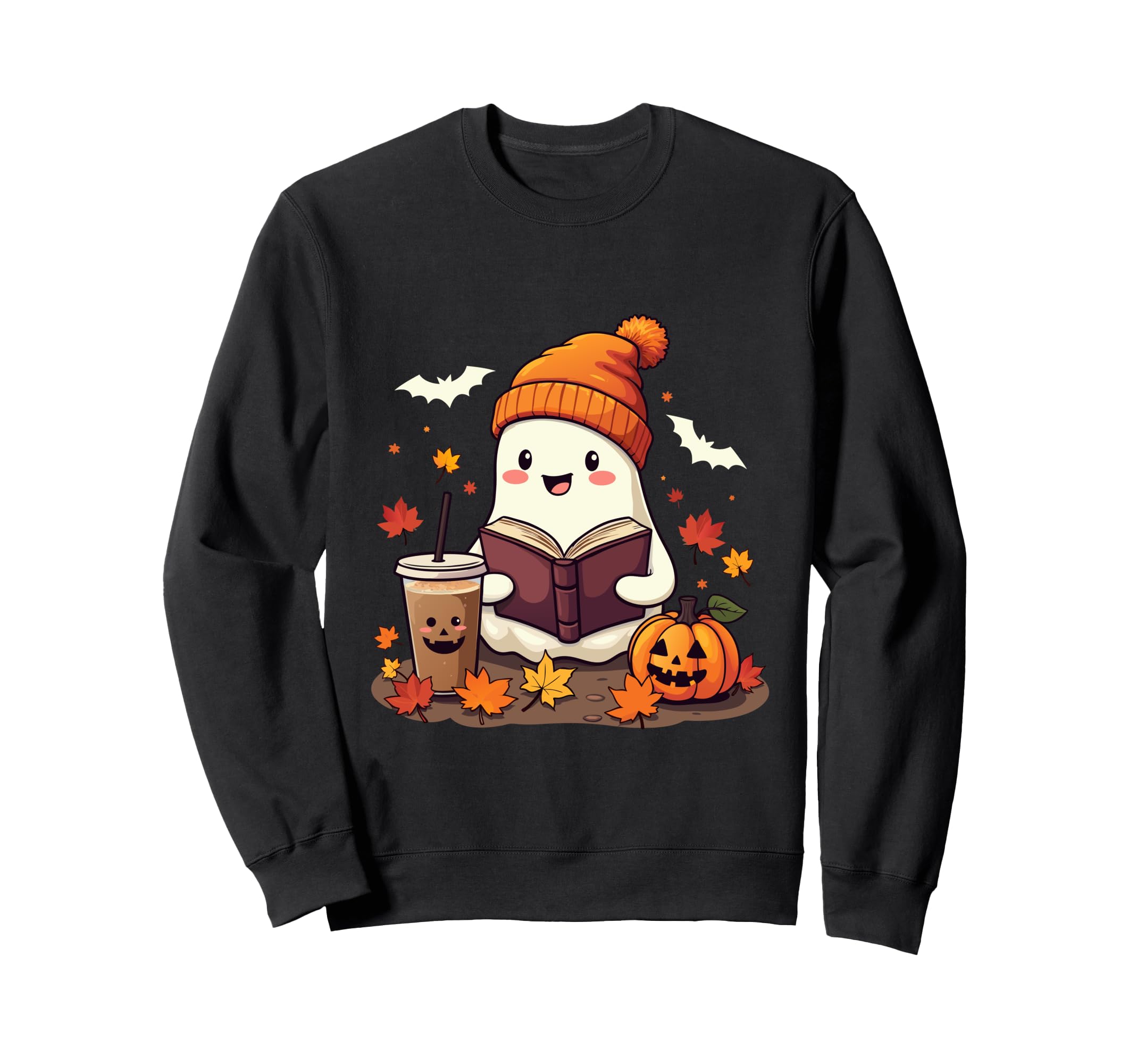 Ghost Reading Book Halloween Ghost Sweatshirt - Streetwear Style Men Women - T-Shirt, Sweatshirt, Hoodie