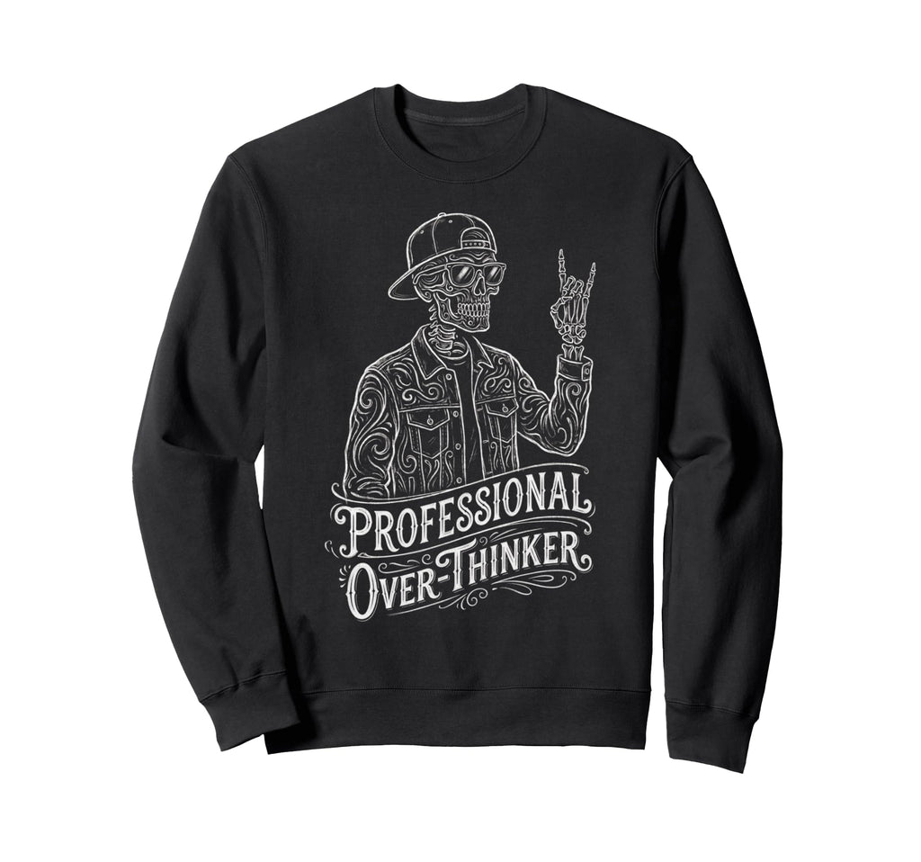 Professional Overthinker Skeleton Sweatshirt - Novelty Apparel for Adults - T-Shirt, Sweatshirt, Hoodie