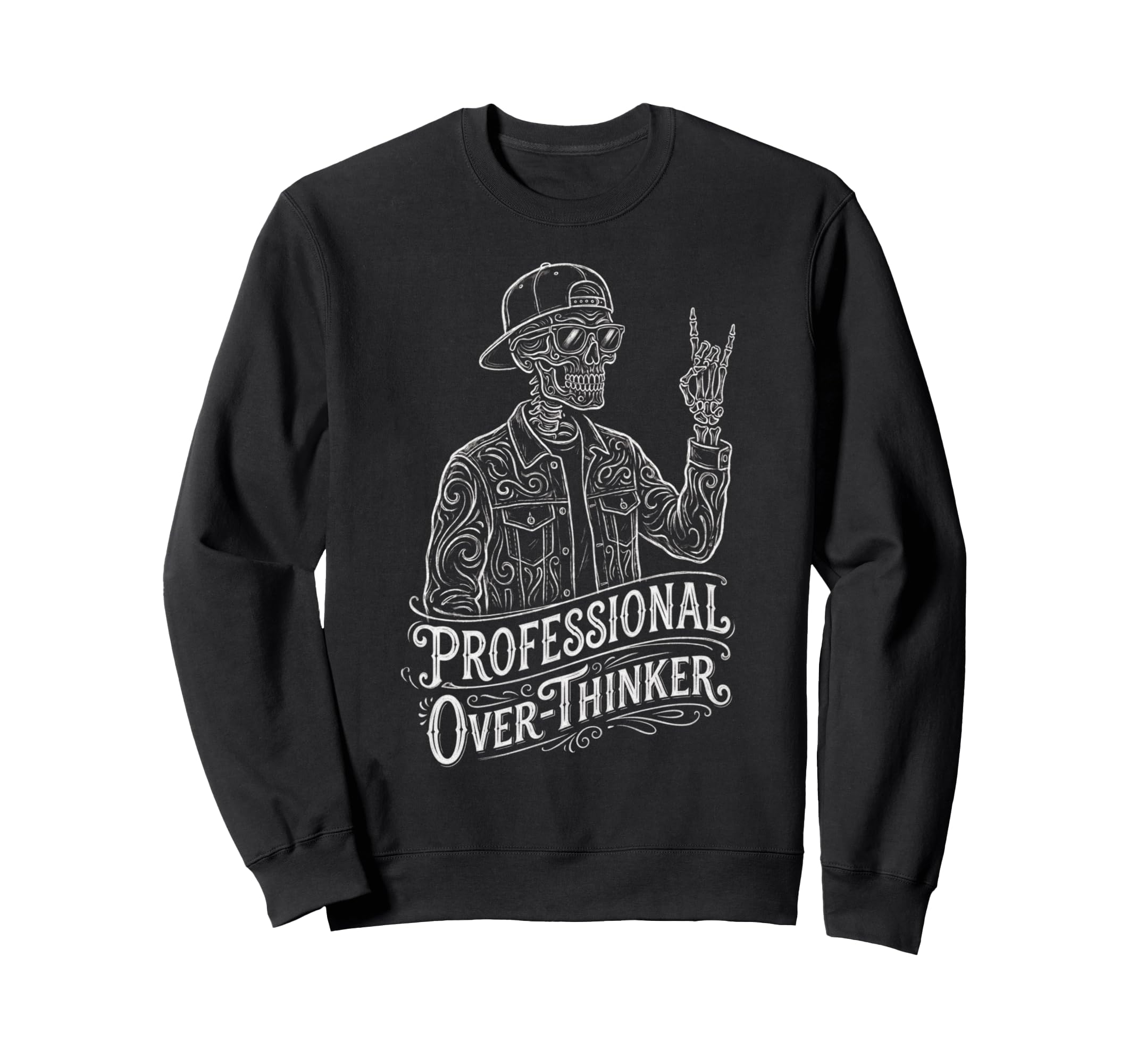 Professional Overthinker Skeleton Sweatshirt - Novelty Apparel for Adults - T-Shirt, Sweatshirt, Hoodie