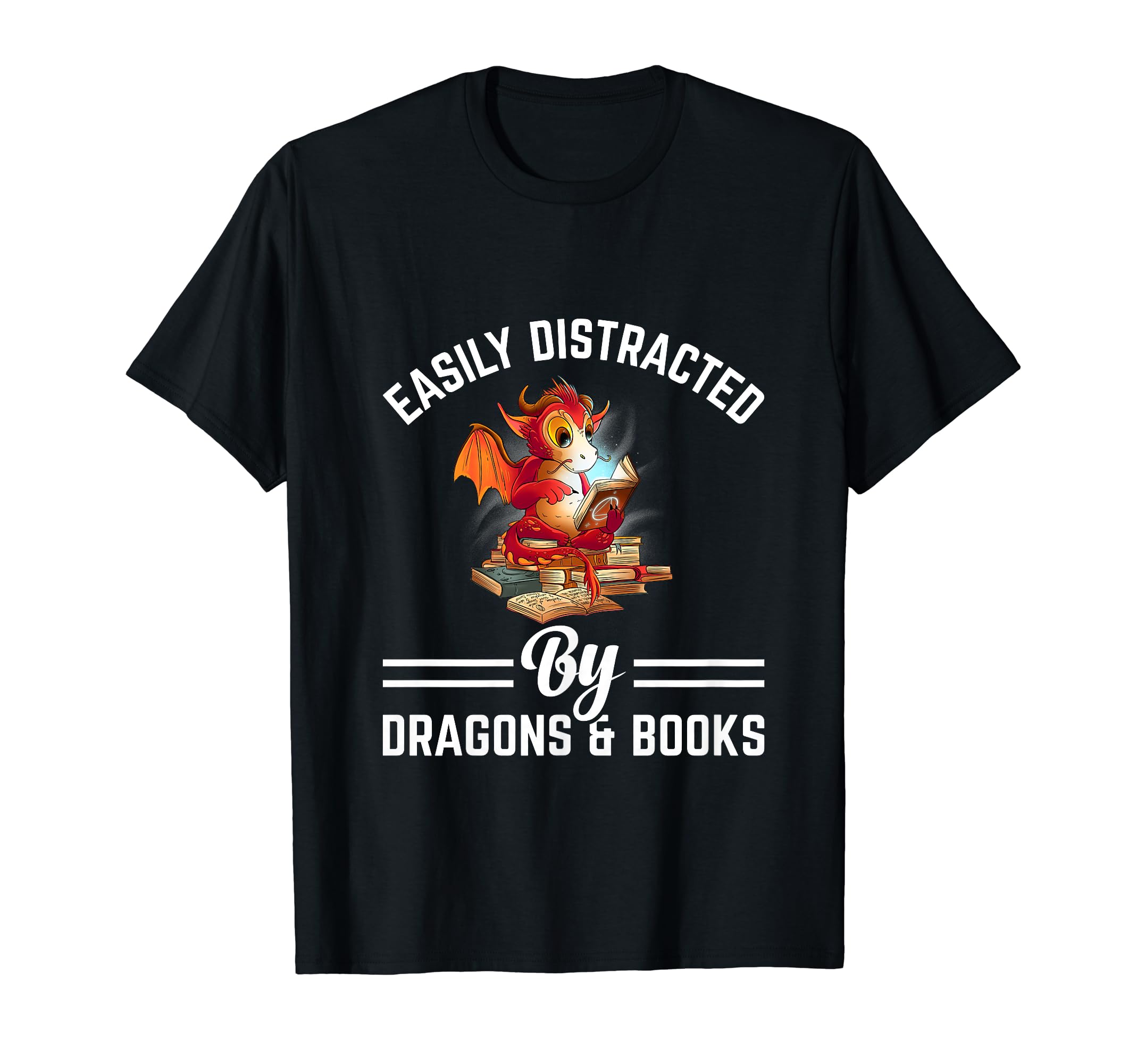 Easily Distracted Dragons And Books Book T-Shirt - Trendy Graphic Unisex - T-Shirt, Sweatshirt, Hoodie