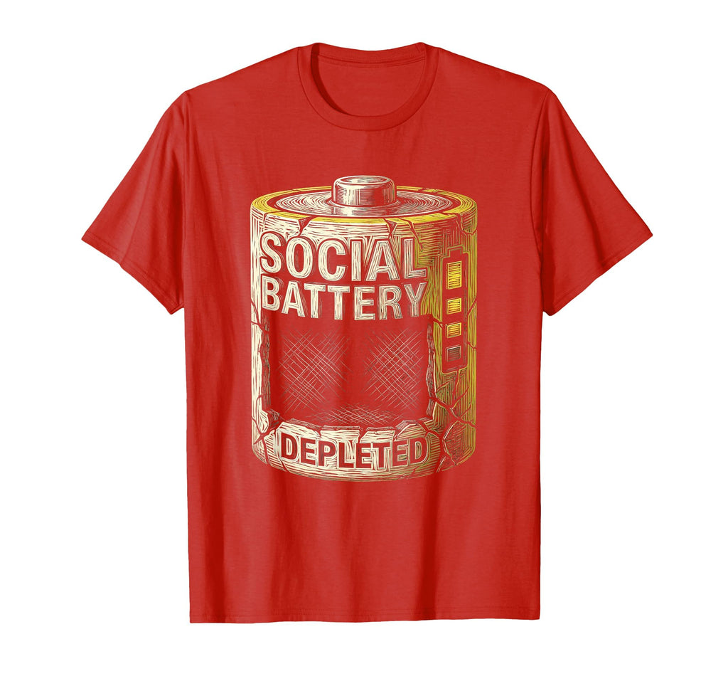 Social Battery Depleted Overstimulated T-Shirt - Minimalist Print Men Women - T-Shirt, Sweatshirt, Hoodie