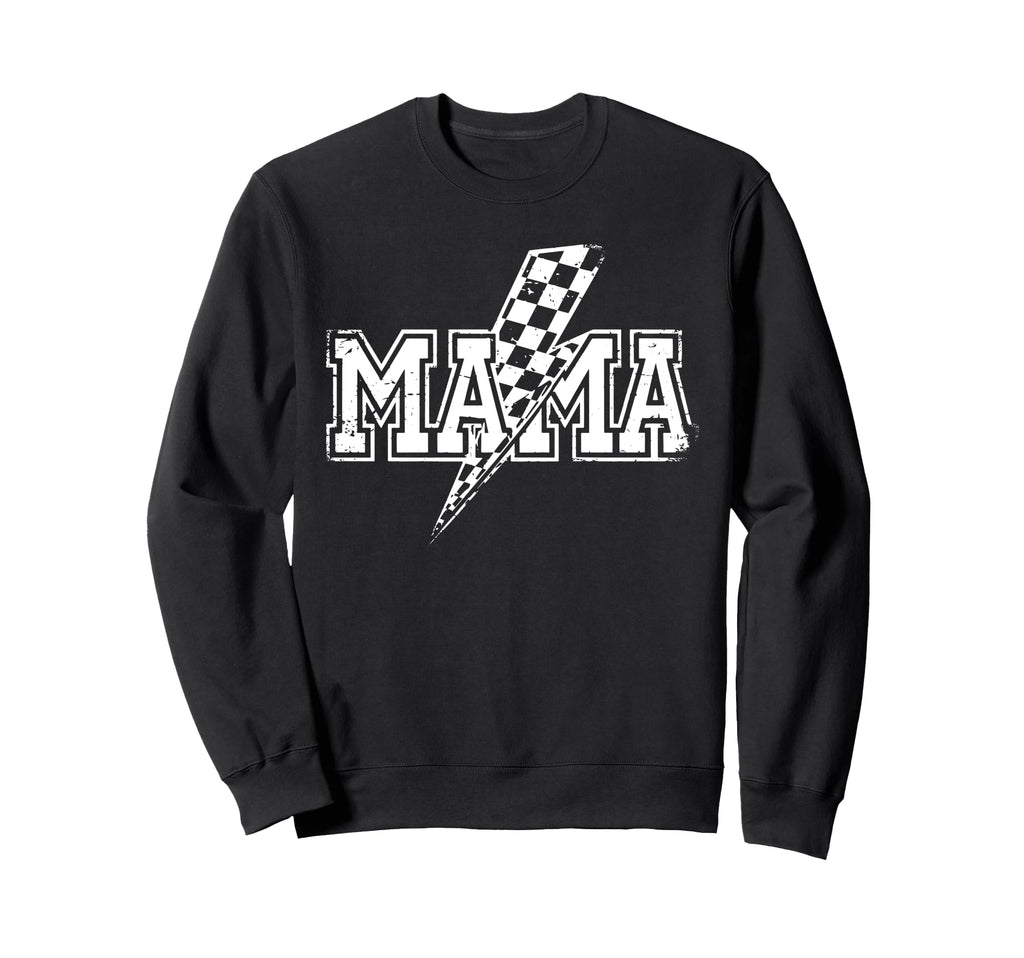Mama Lightning Bolt Checkered Sweatshirt - Novelty Apparel Men Women - T-Shirt, Sweatshirt, Hoodie