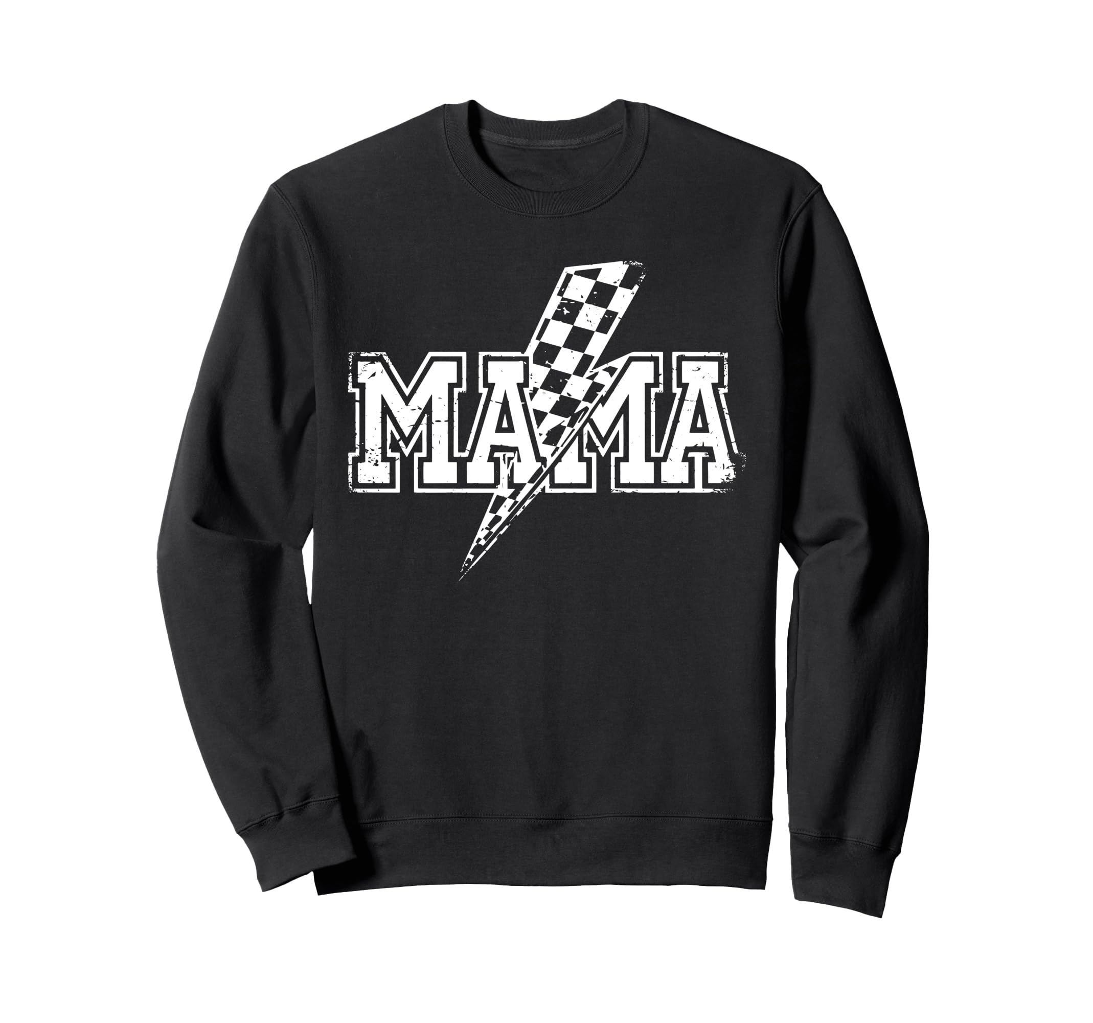 Mama Lightning Bolt Checkered Sweatshirt - Novelty Apparel Men Women - T-Shirt, Sweatshirt, Hoodie