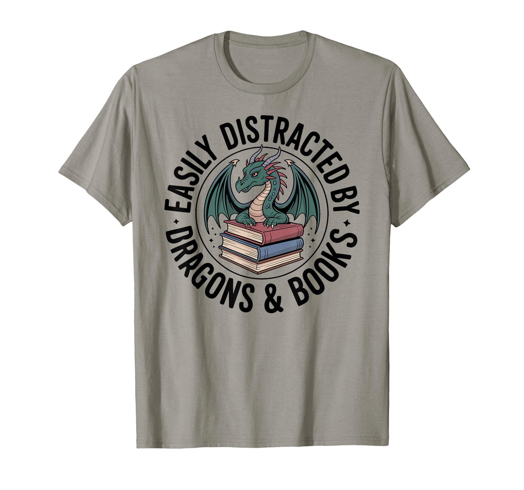Easily Distracted Dragons Books T-Shirt - Unique Graphic Unisex - T-Shirt, Sweatshirt, Hoodie