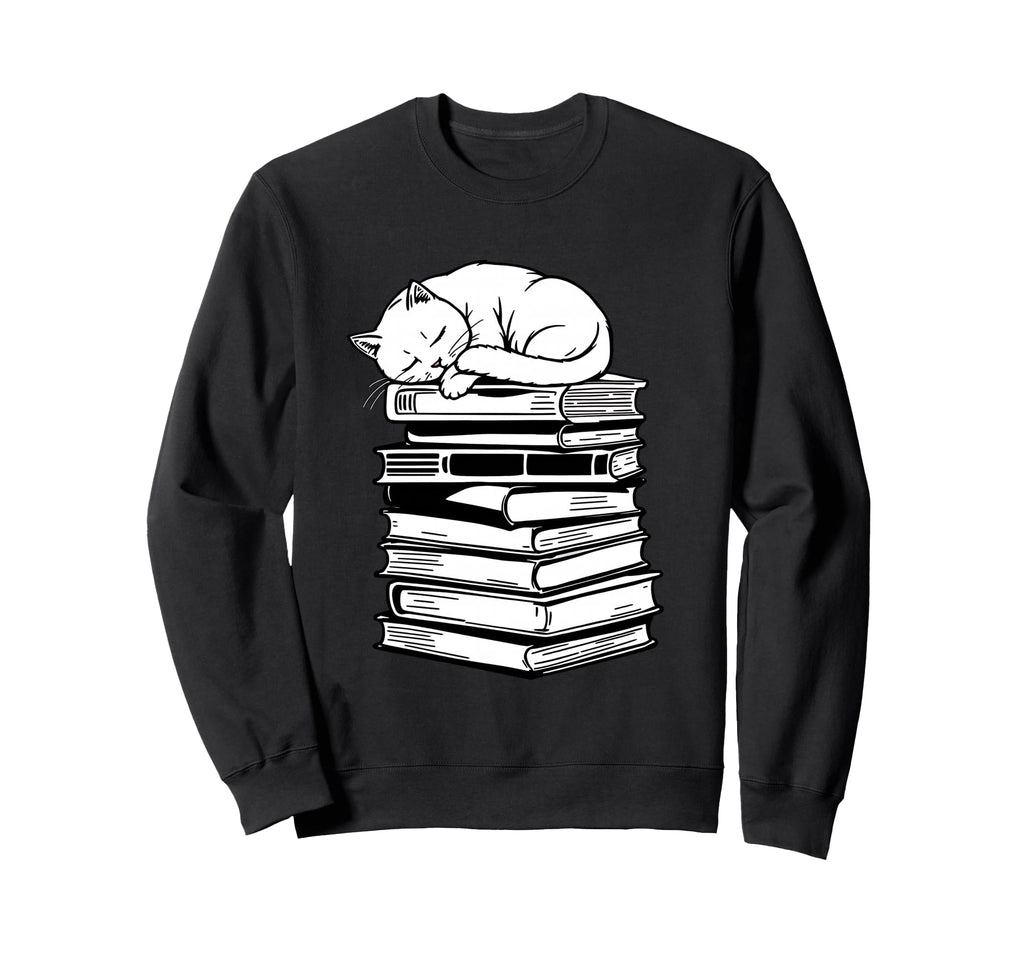 Sleeping Cat Books Bibliophile Sweatshirt - Novelty Apparel Men Women - T-Shirt, Sweatshirt, Hoodie