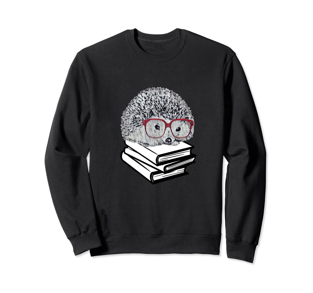 Hedgehog Love Books Glasses Nerd Sweatshirt - Streetwear Style for Adults - T-Shirt, Sweatshirt, Hoodie