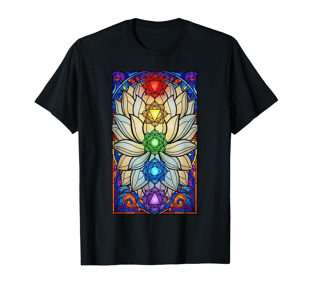 Buddhism Chakras Stained Glass T-Shirt - Fun Novelty Design for Adults - T-Shirt, Sweatshirt, Hoodie