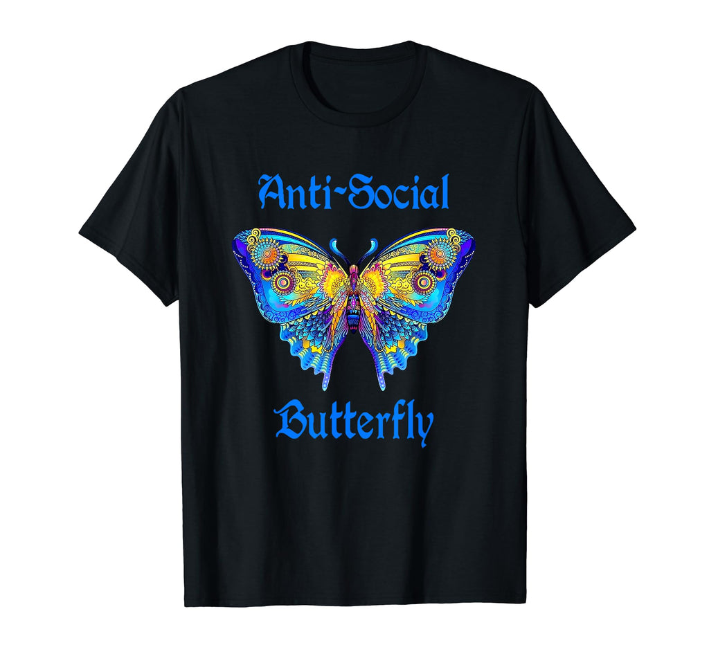 Colorful Anti Social Butterfly T-Shirt - Fun Novelty Design Unisex - T-Shirt, Sweatshirt, Hoodie