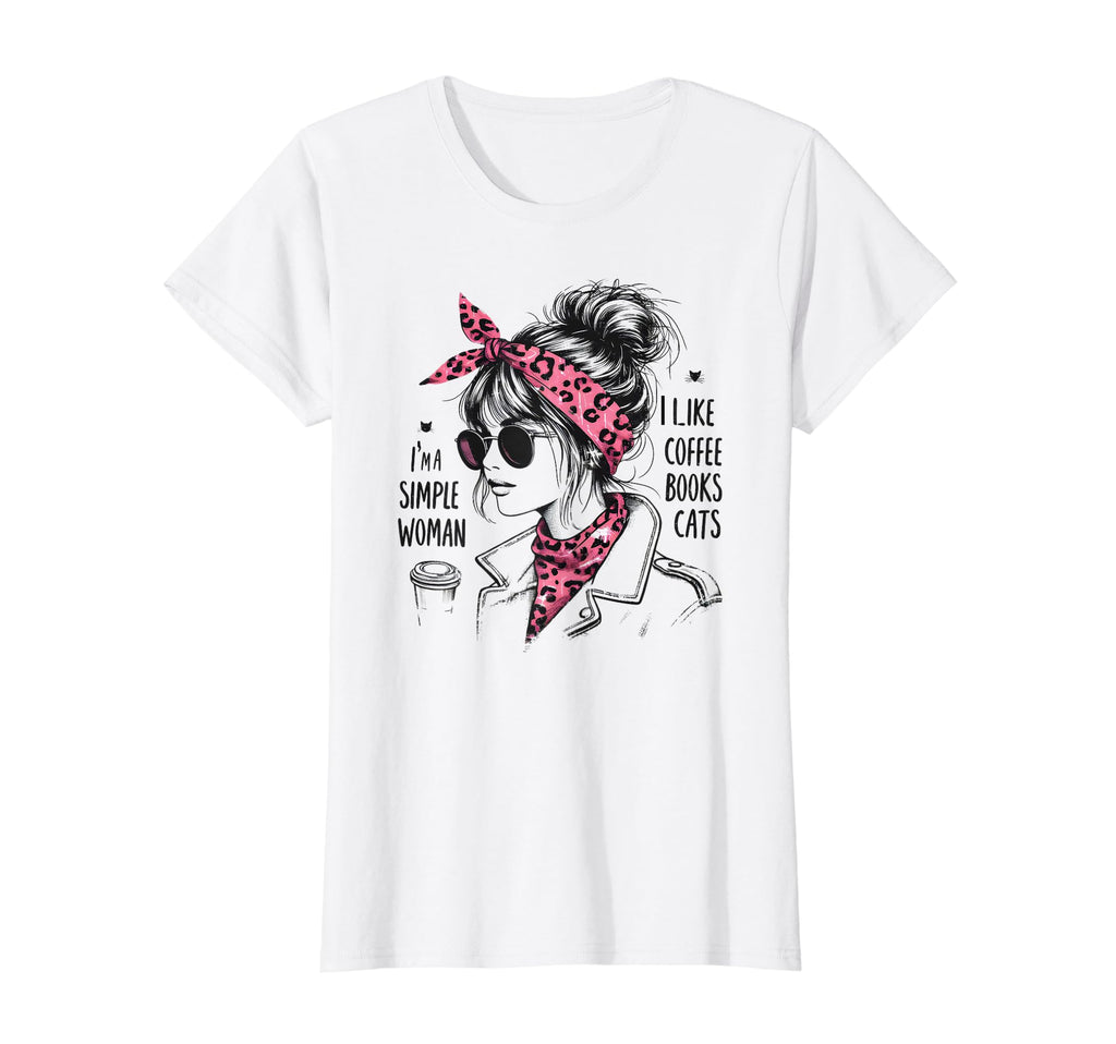 Im Simple I Like Books Coffee And Cats T-Shirt - Unique Graphic Men Women - T-Shirt, Sweatshirt, Hoodie