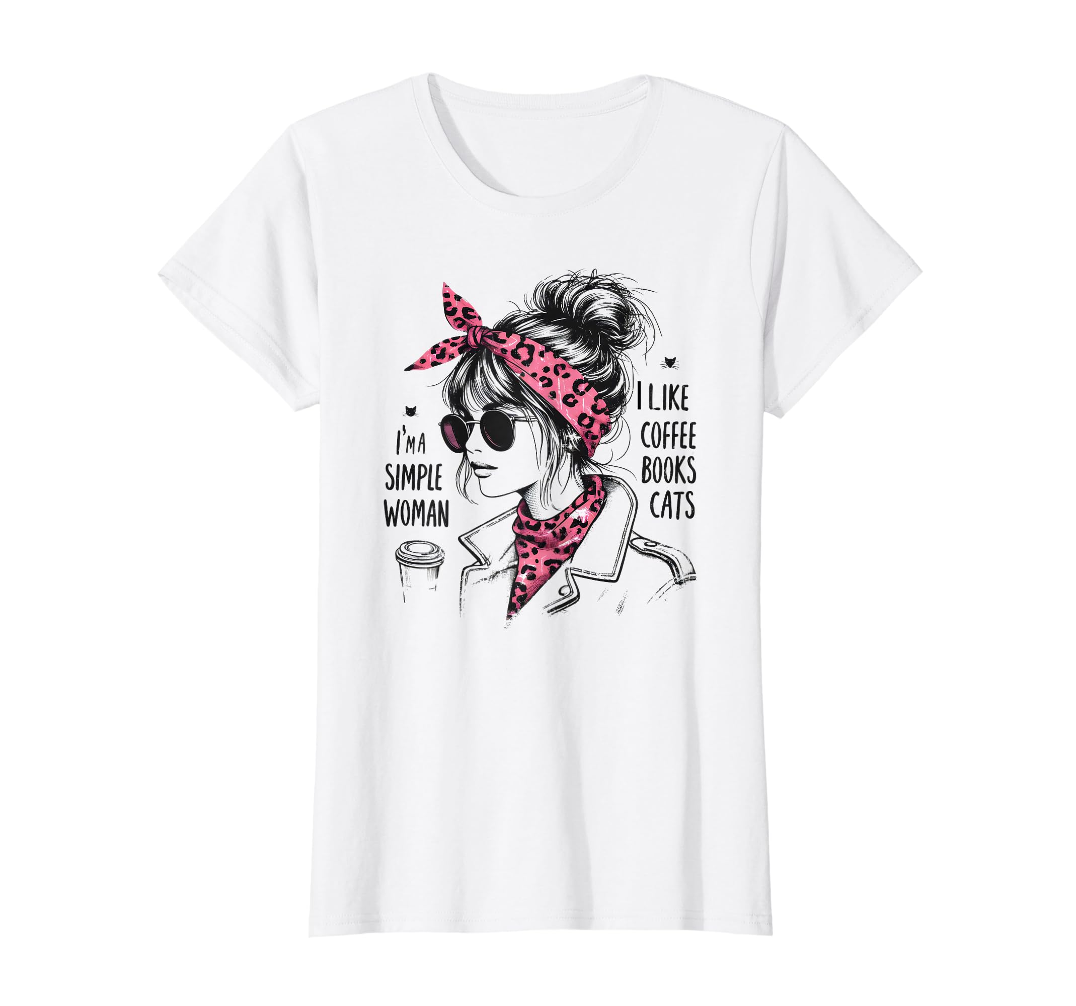 Im Simple I Like Books Coffee And Cats T-Shirt - Unique Graphic Men Women - T-Shirt, Sweatshirt, Hoodie