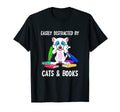 Distracted Cats Coffee And Books T-Shirt - Trendy Graphic Unisex - T-Shirt, Sweatshirt, Hoodie