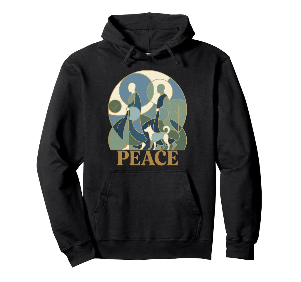 Peace Walking Monks And Aloka Dog Walk Hoodie - Graphic Print Men Women - T-Shirt, Sweatshirt, Hoodie