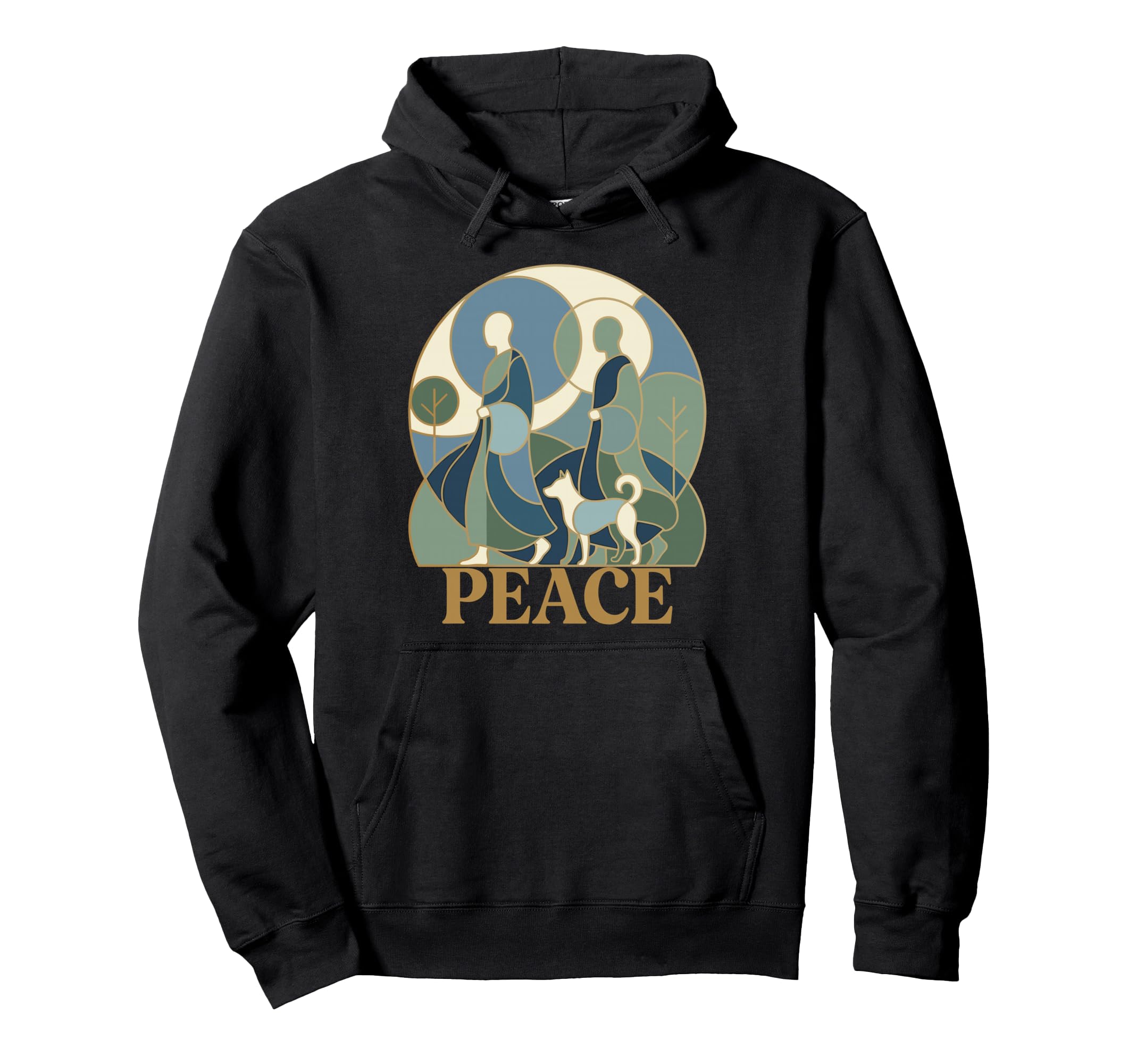 Peace Walking Monks And Aloka Dog Walk Hoodie - Graphic Print Men Women - T-Shirt, Sweatshirt, Hoodie