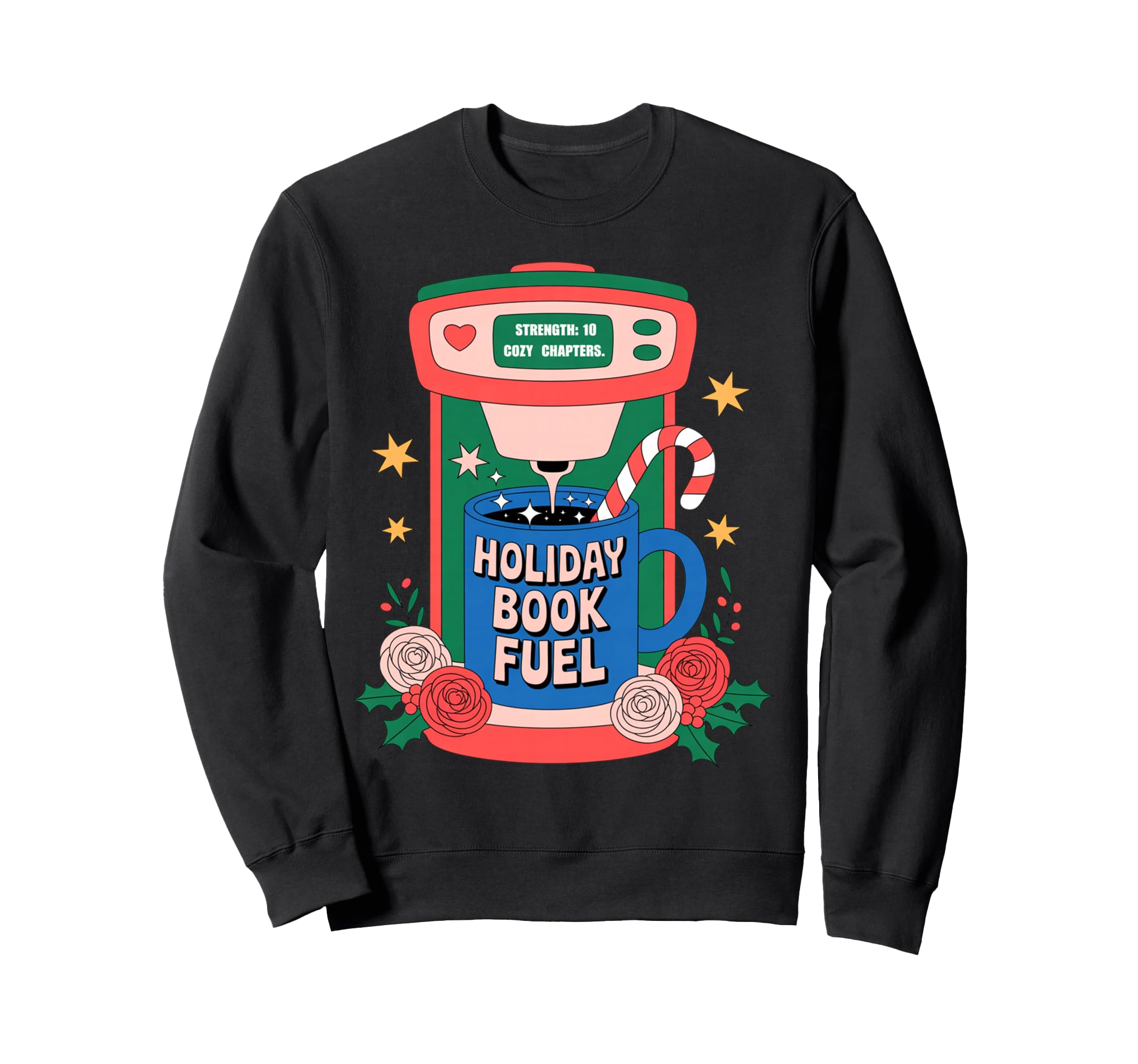 Book And Coffe Lover Holiday Book Sweatshirt - Minimalist Print Men Women - T-Shirt, Sweatshirt, Hoodie