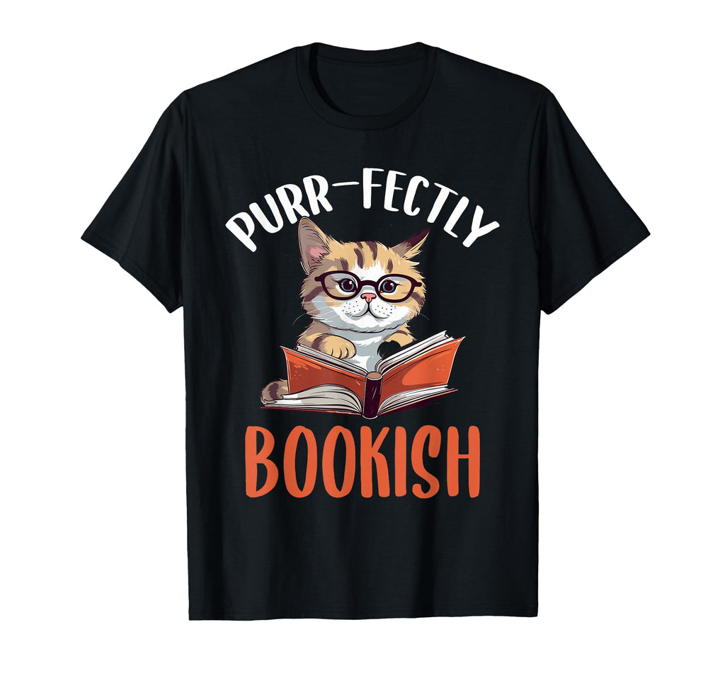 Purr Fectly Bookish Cats And Books T-Shirt - Aesthetic Graphic Men Women - T-Shirt, Sweatshirt, Hoodie